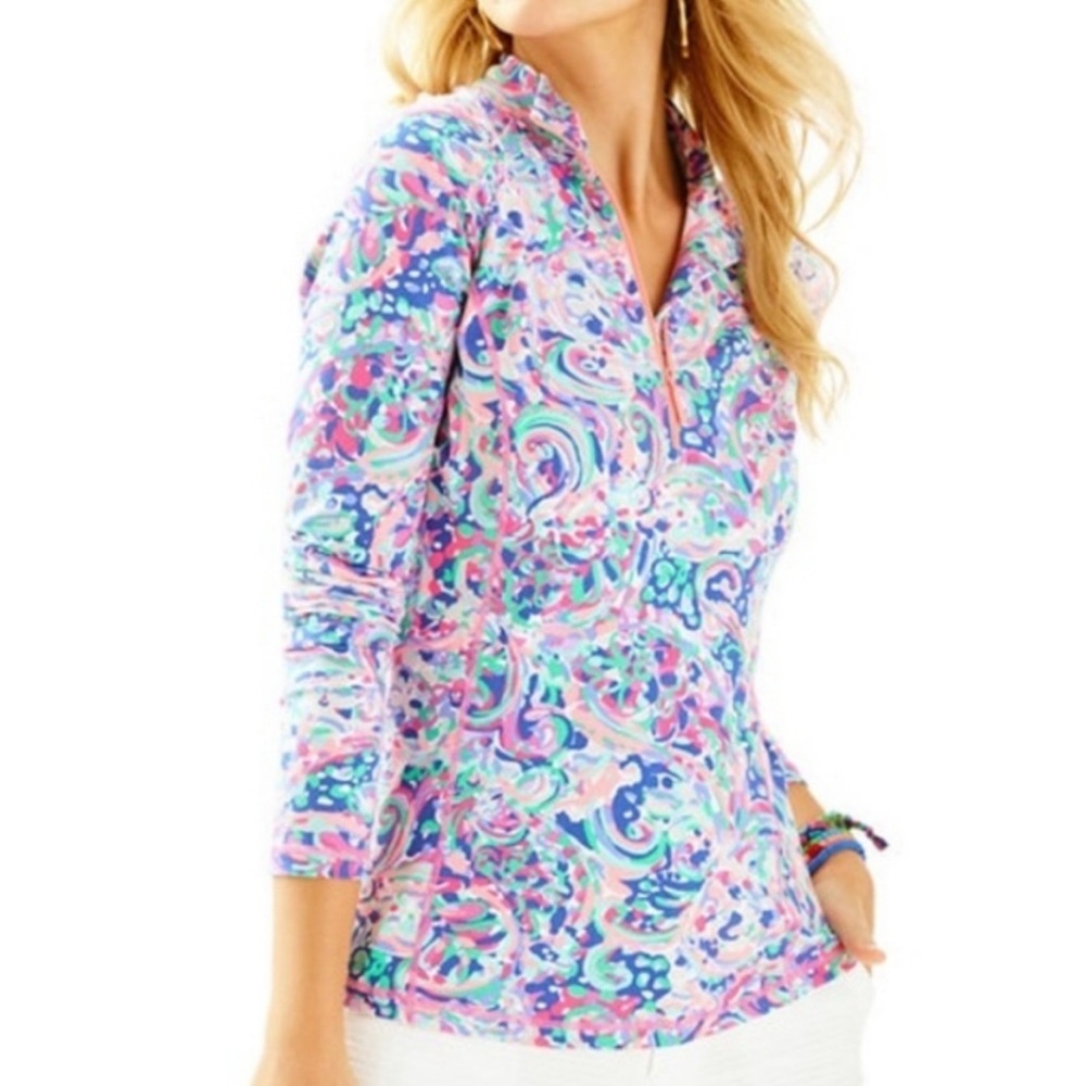 Lilly Pulitzer Luxletic Weekender Half Zip Size Small Pullover La Playa